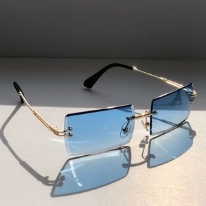 blue gradient glasses with gold frame